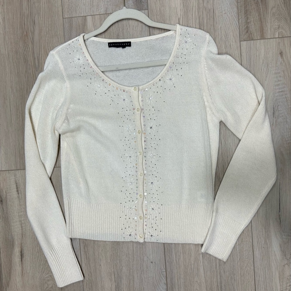 Elegant White Cardigan Sweater